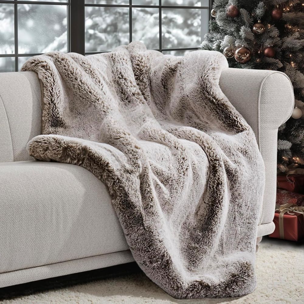 Cashmere Throw Blanket - Kanepe için Lüks Yumuşak Suni Şinşila
