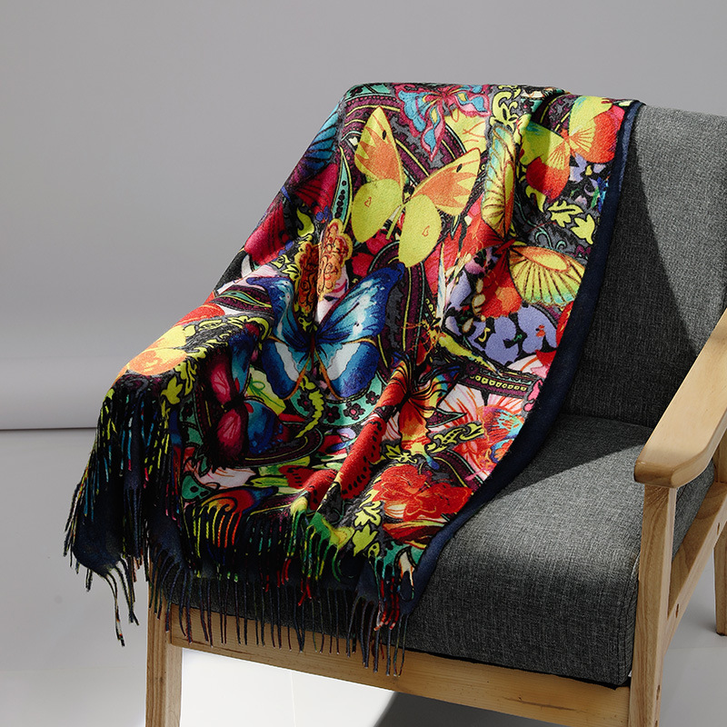 Cashmere Throw Blanket - Lüks Marka Yağlıboya Kaşmir Eşarp Kadınlar
